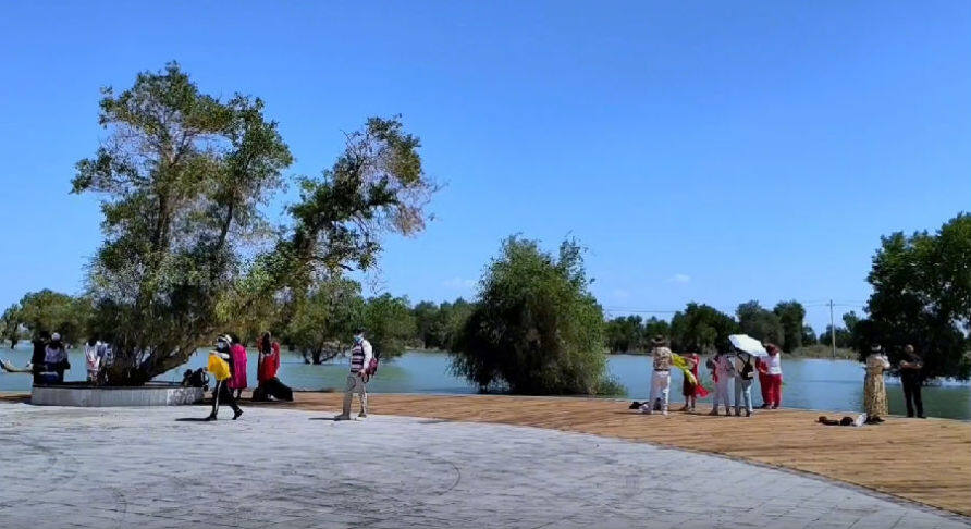 图为南京游客在沙雁洲景区观光(朱志升 摄)