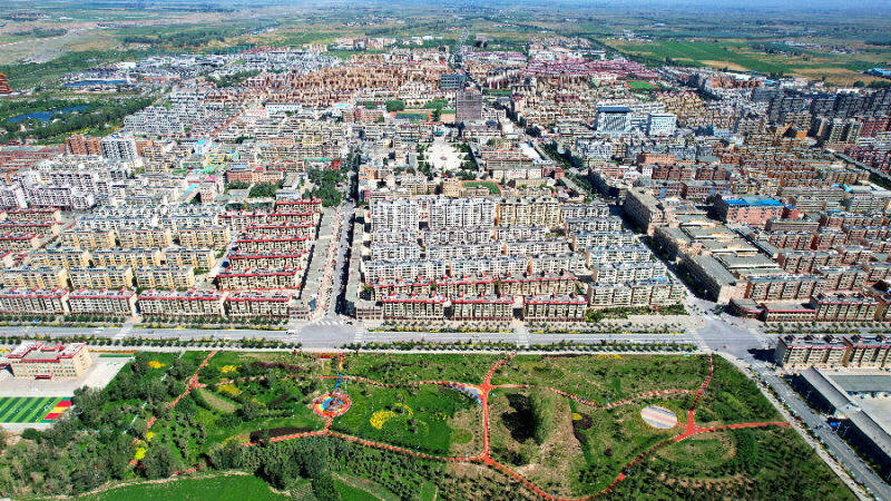 民乐县城航拍(王鹏 摄)