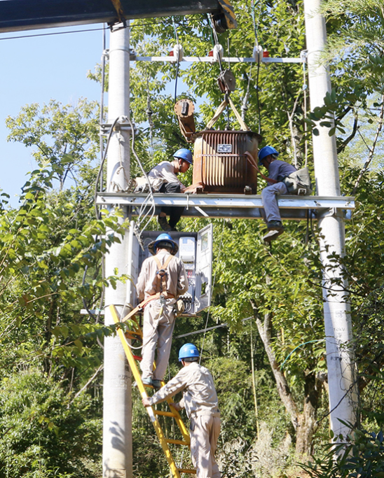 國網浦城供電公司富嶺供電所10千伏浮流線茶安臺區變壓器增容施工.