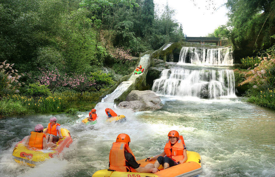 图为花田酒地景区漂流项目(大渡口 供图)