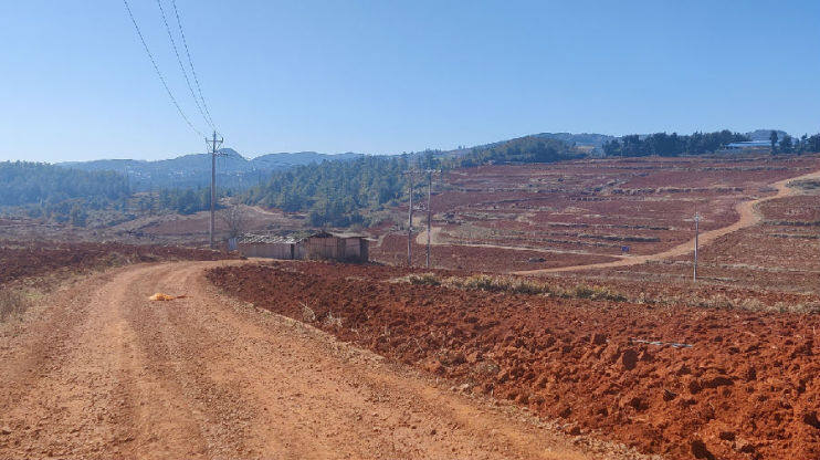 泸西县烟草专卖局在向阳乡习峨村修建的机耕路(陈乐 摄)