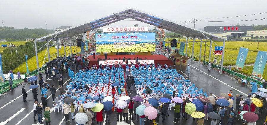 图为荆门市2023年中国农民丰收节暨钟祥“四宝”发布会活动现场（张彩云 摄）