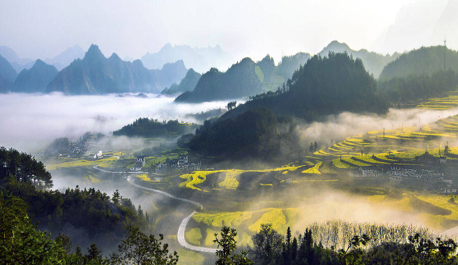 绩溪一景(汪秀云 摄)烟雨春光三月里,醉是皖南旖旎时.