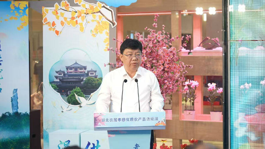 安陆市副书记政法委书记罗明海在推介会上致辞 （李林 摄）