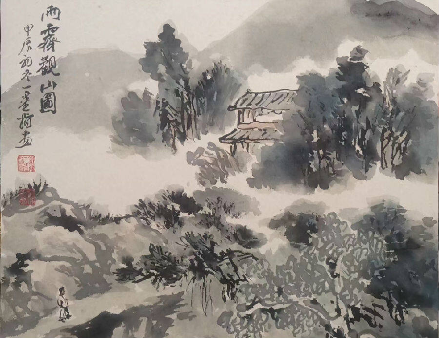 杨一墨指画作品（姜福祥 摄）