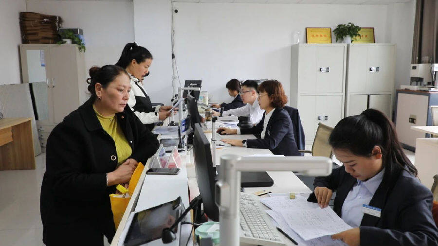 额敏县居民在政务服务中心办理业务（刘冬萍 摄）
