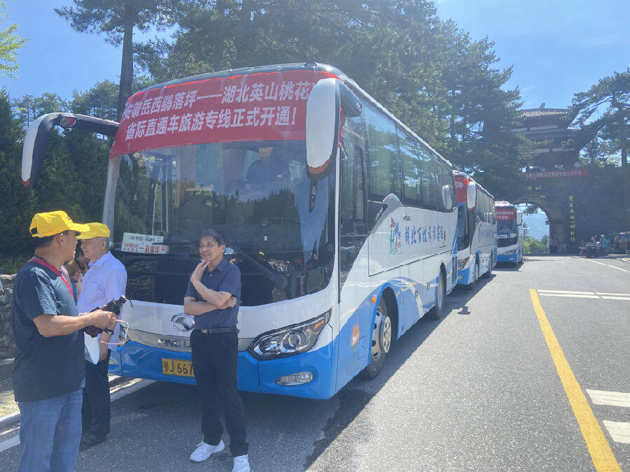 图为岳西县鹞落坪直达英山县桃花冲省际直通车旅游专线（吴滕钰 摄）