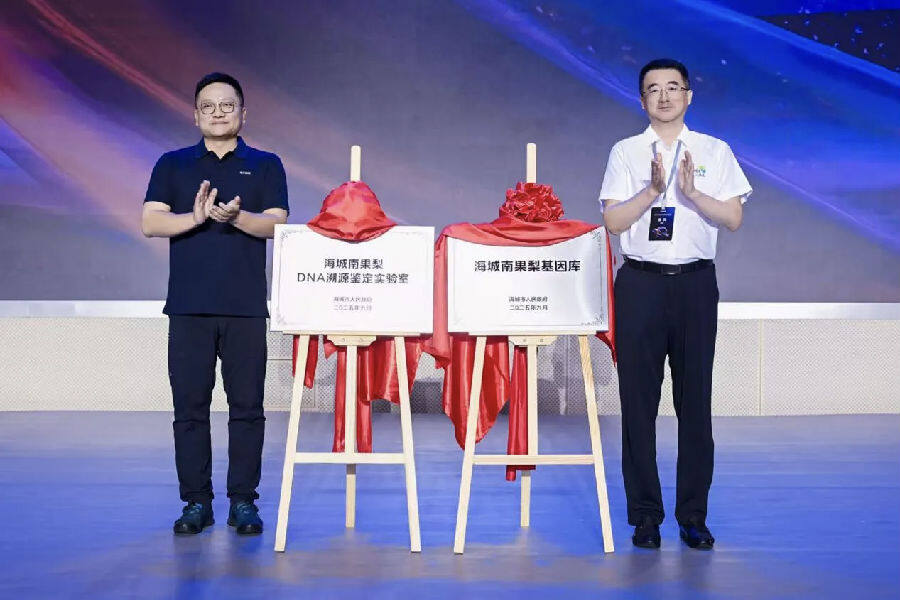 海城南果梨DNA溯源鉴定实验室揭牌仪式。（高振家 摄）