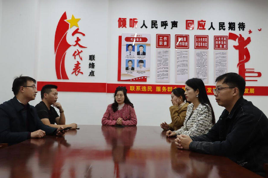 郧西县城关镇人大代表听取群众意见建议并共商解决方案（周勇 摄）