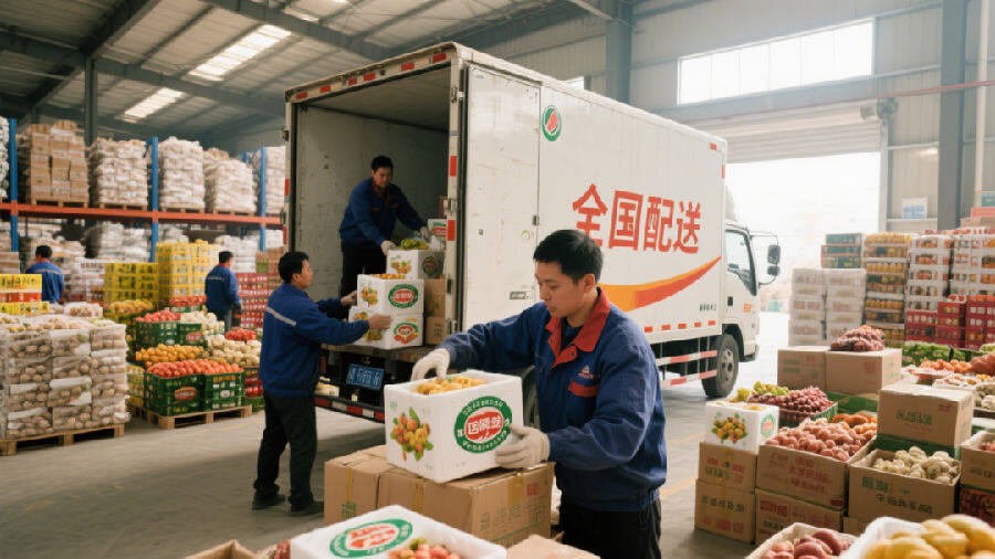 市场内的工人正在忙碌着搬运货物（汪文 摄）