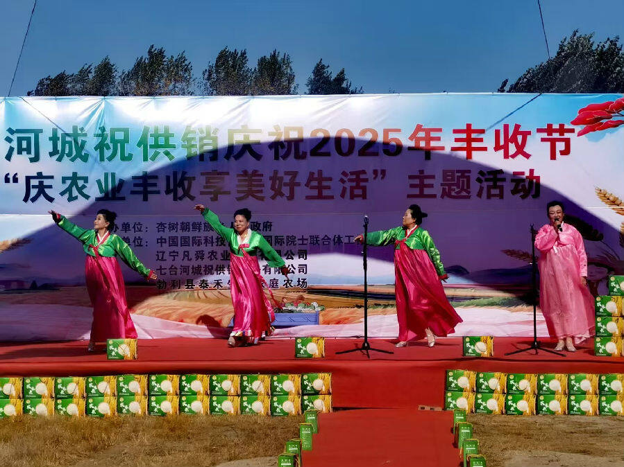 活动现场文艺表演轮番登场，欢快的歌舞点燃了丰收的喜悦。（刘宗林 摄）