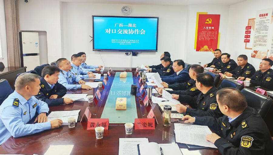 两地文化市场综合执法人员开展座谈交流(覃健 摄) 两地文化市场综合执法人员开展座谈交流(覃健 摄)