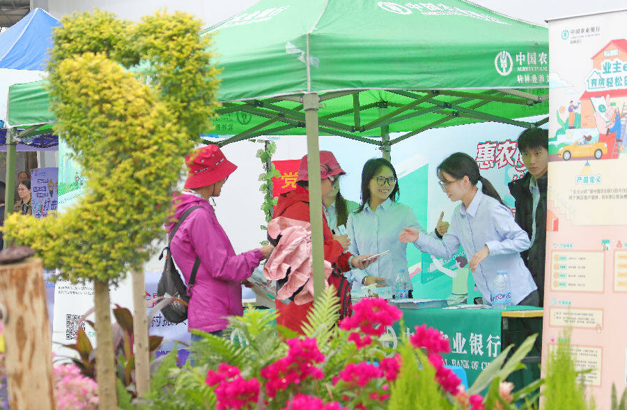 农行桂林叠彩支行为“花交会”提供金融服务 (伍文悄 摄) 农行桂林叠彩支行为“花交会”提供金融服务 (伍文悄 摄)